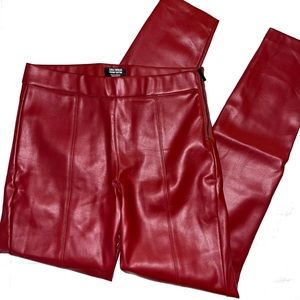 Zara Trafaluc Red Faux Leather Pants Leggings size Medium